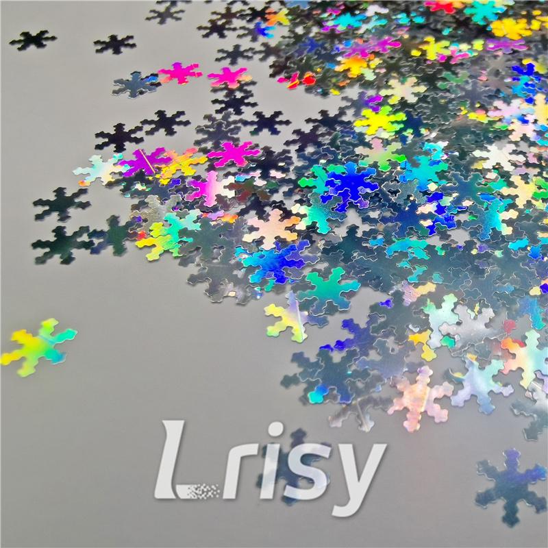 6mm Holographic Silver Snowflake Shaped Glitter LB100