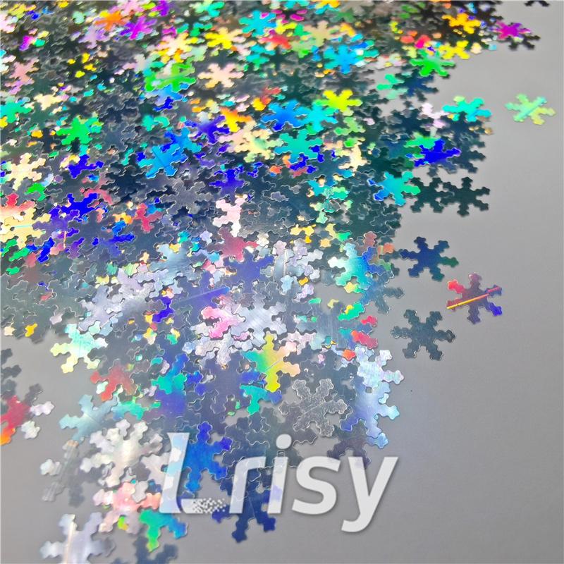 6mm Holographic Silver Snowflake Shaped Glitter LB100