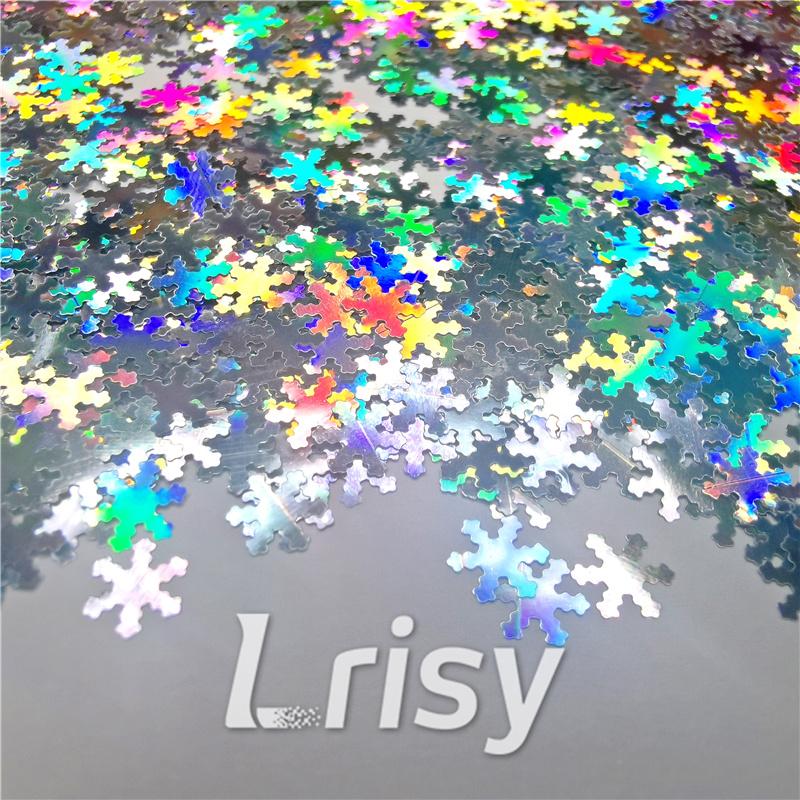 6mm Holographic Silver Snowflake Shaped Glitter LB100