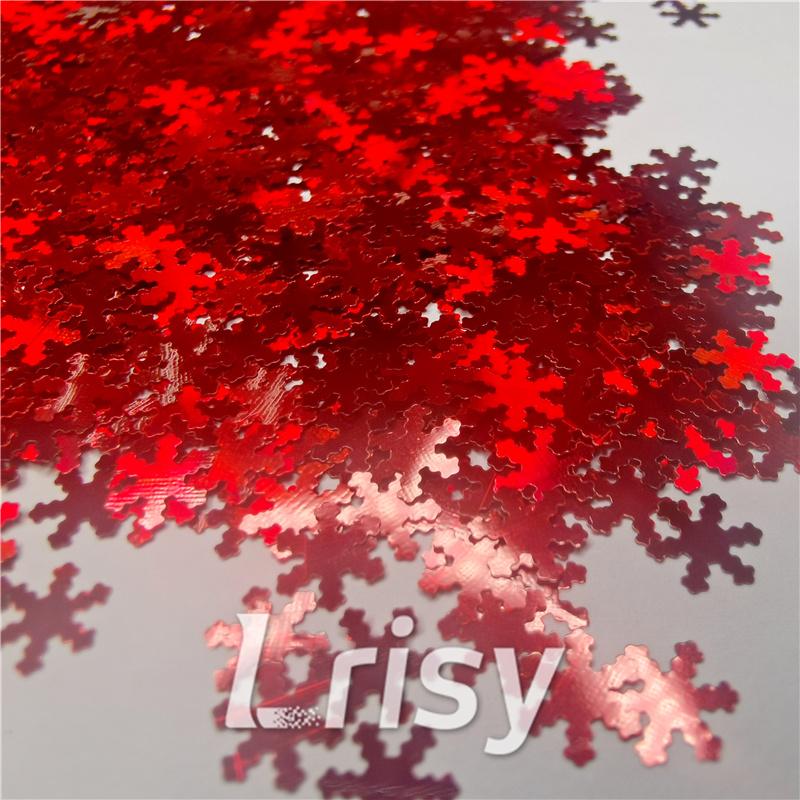 6mm Holographic Red Snowflake Shaped Glitter LB300