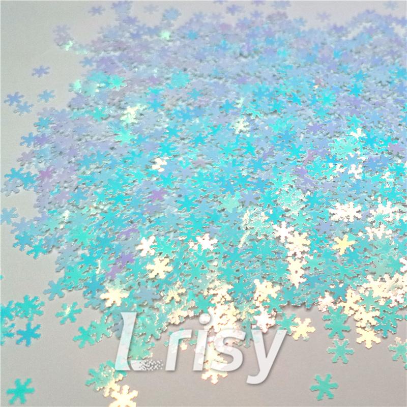 6mm Snowflake Shaped Ice Blue Iridescent Glitter C021R