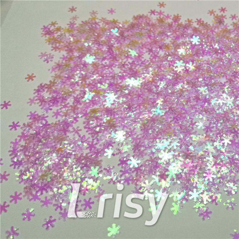 6mm Snowflake Shaped Dream Pink Iridescent Glitter C003