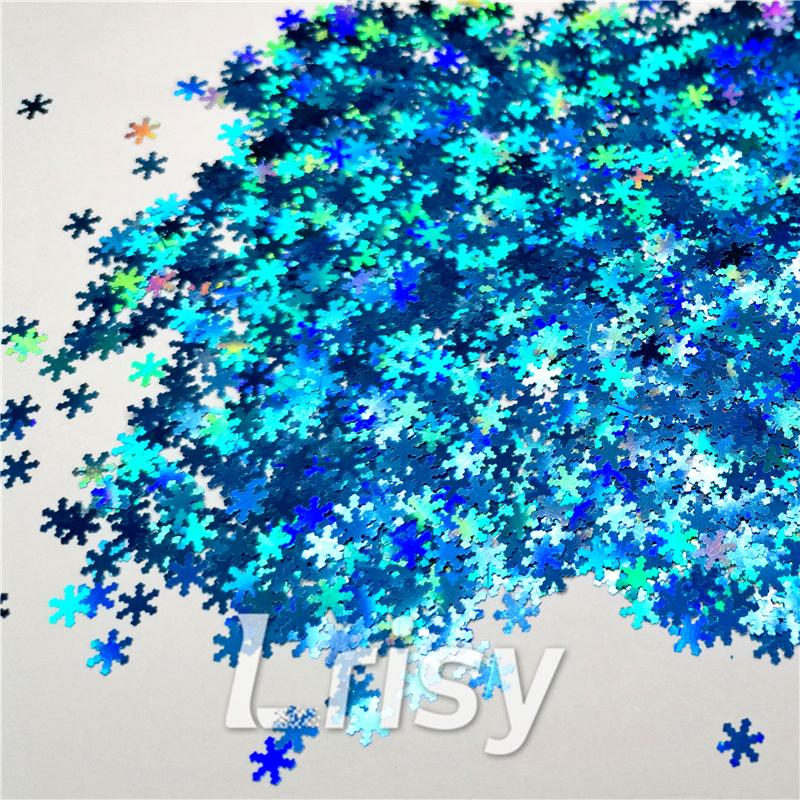 6mm Holographic Sky Blue Snowflake Shaped Glitter LB700
