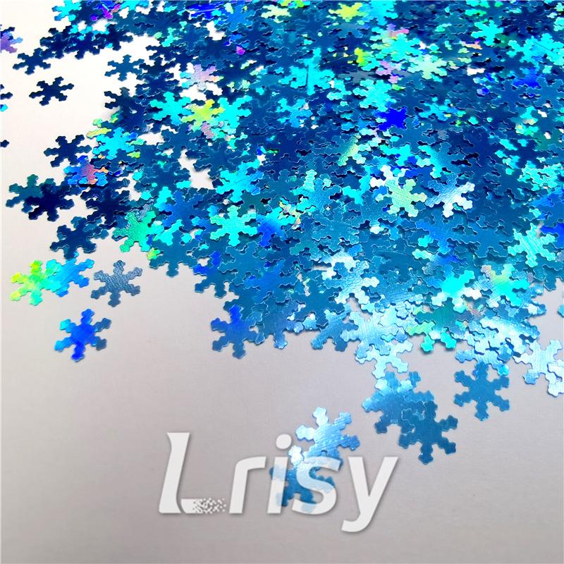 6mm Holographic Sky Blue Snowflake Shaped Glitter LB700