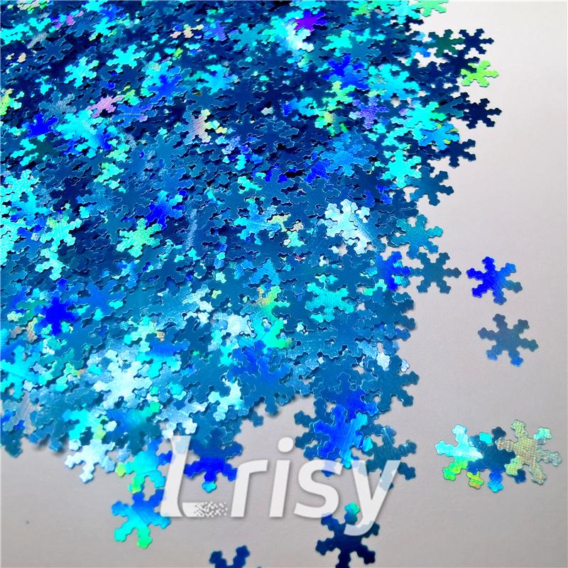 6mm Holographic Sky Blue Snowflake Shaped Glitter LB700