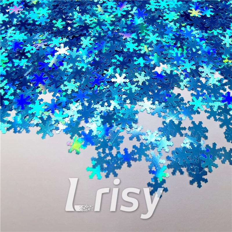 6mm Holographic Sky Blue Snowflake Shaped Glitter LB700