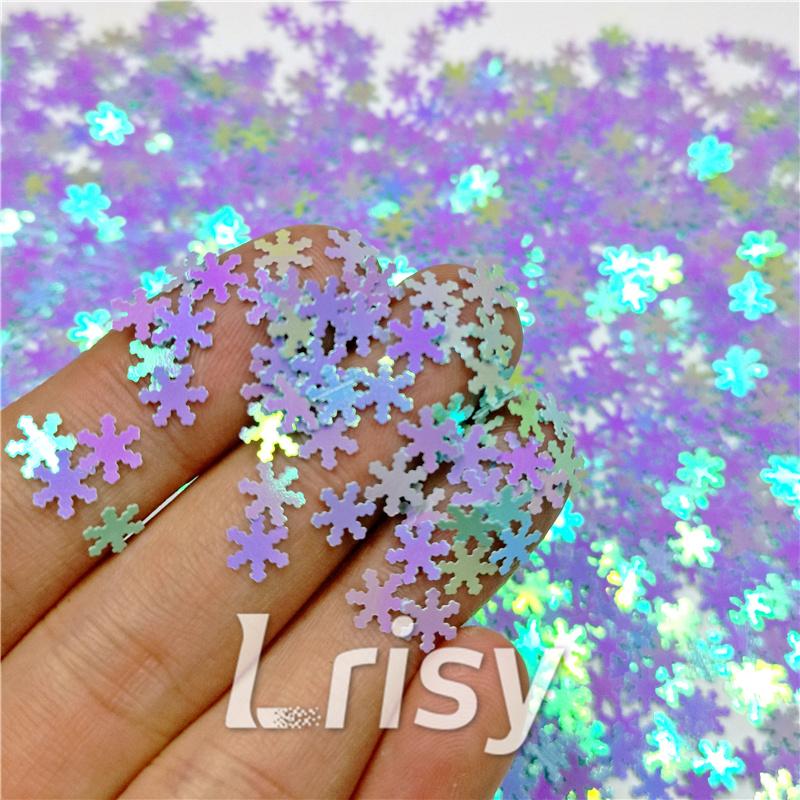 6mm Snowflake Shaped Dream Light Blue Iridescent Glitter C007R