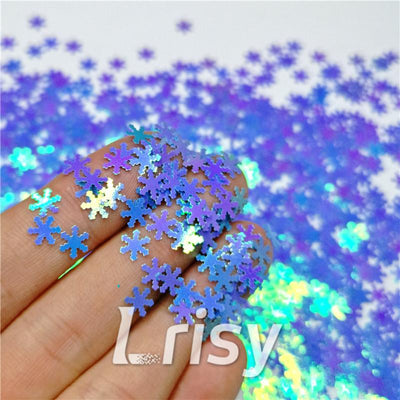 6mm Snowflake Shaped Dream Sky Blue Iridescent Glitter C011R