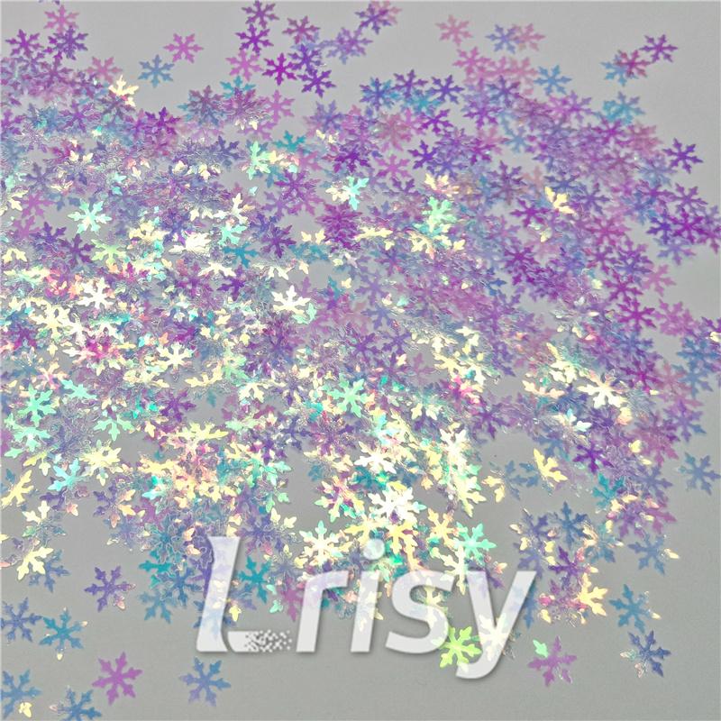 9mm Snowflake Shaped Iridescent Glitter C004