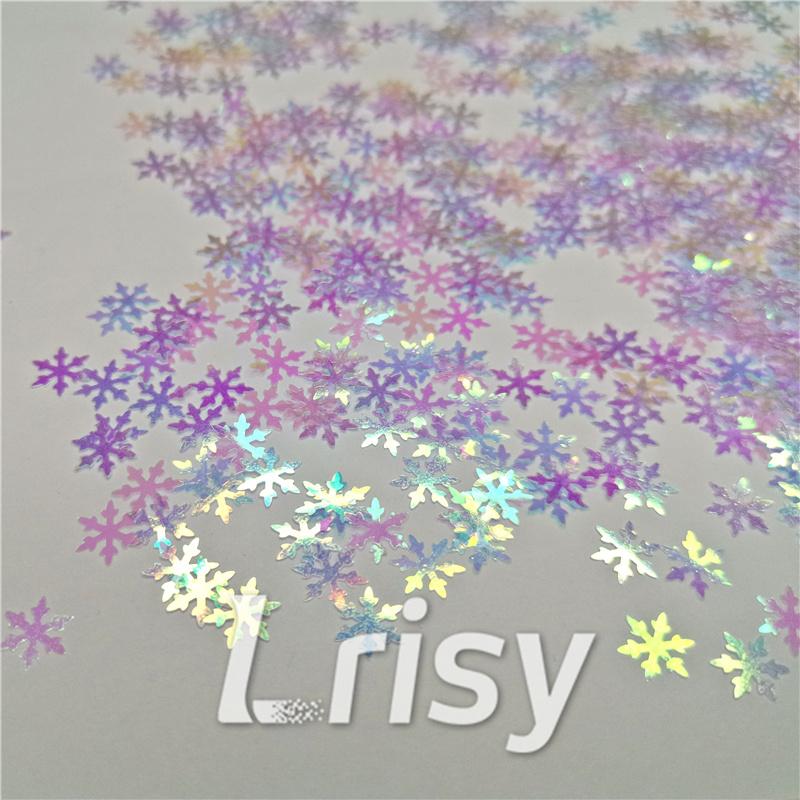 9mm Snowflake Shaped Iridescent Glitter C004