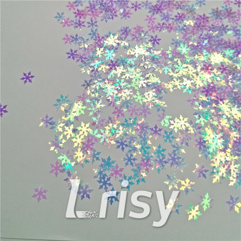9mm Snowflake Shaped Iridescent Glitter C004