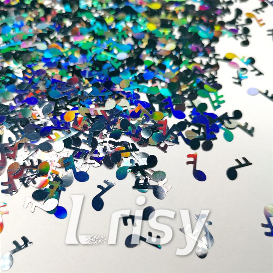 10mm Music notes Shaped Holographic Black Glitter LB01000
