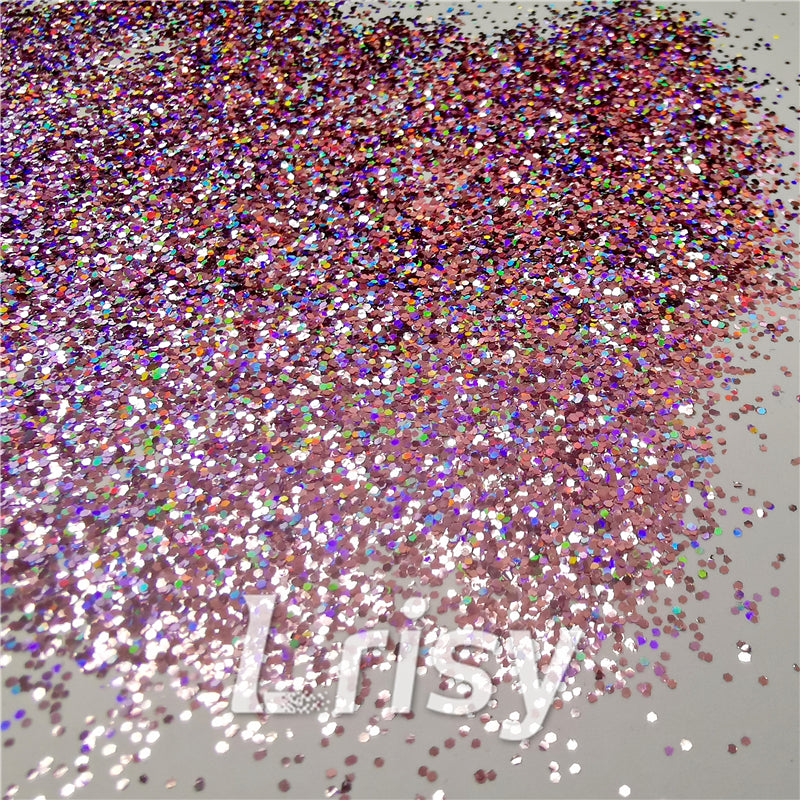 0.8mm Hexagon Cosmetic Grade Holographic Light Pink Glitter SLG005