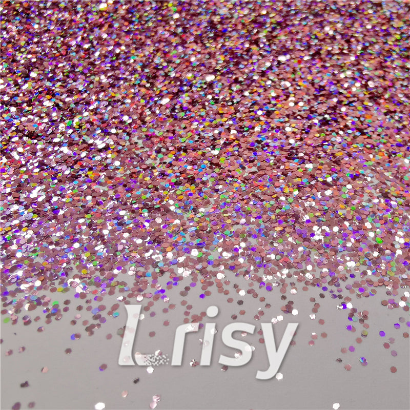 0.8mm Hexagon Cosmetic Grade Holographic Light Pink Glitter SLG005