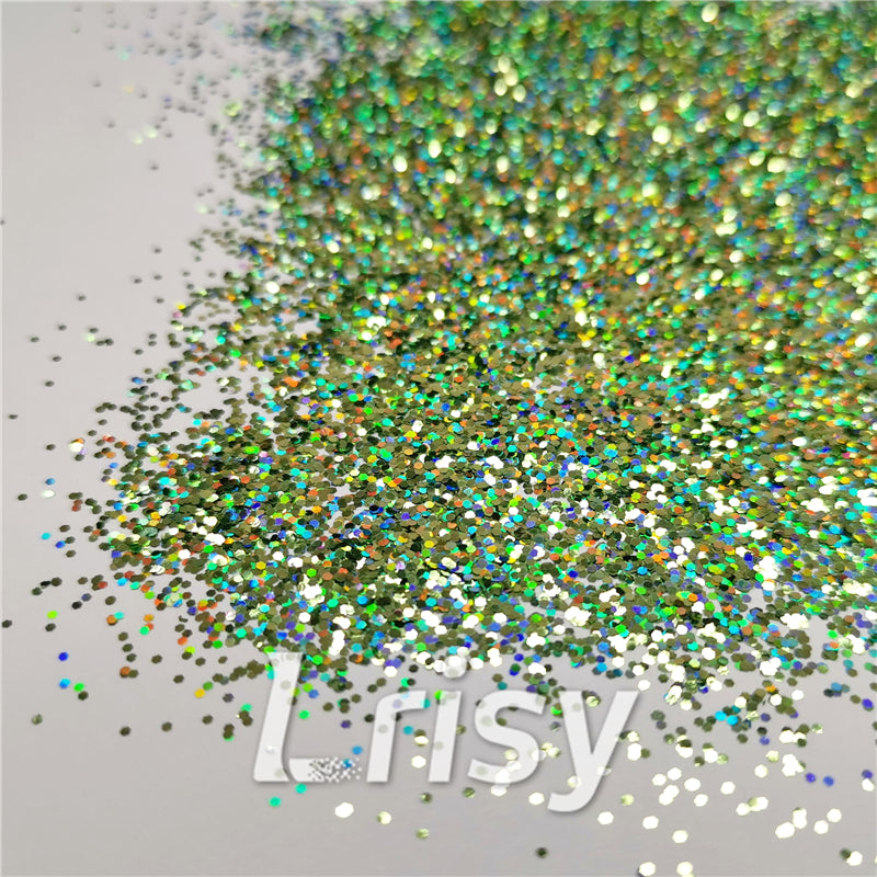 0.8mm Hexagon Cosmetic Grade Holographic Green Glitter SLG008