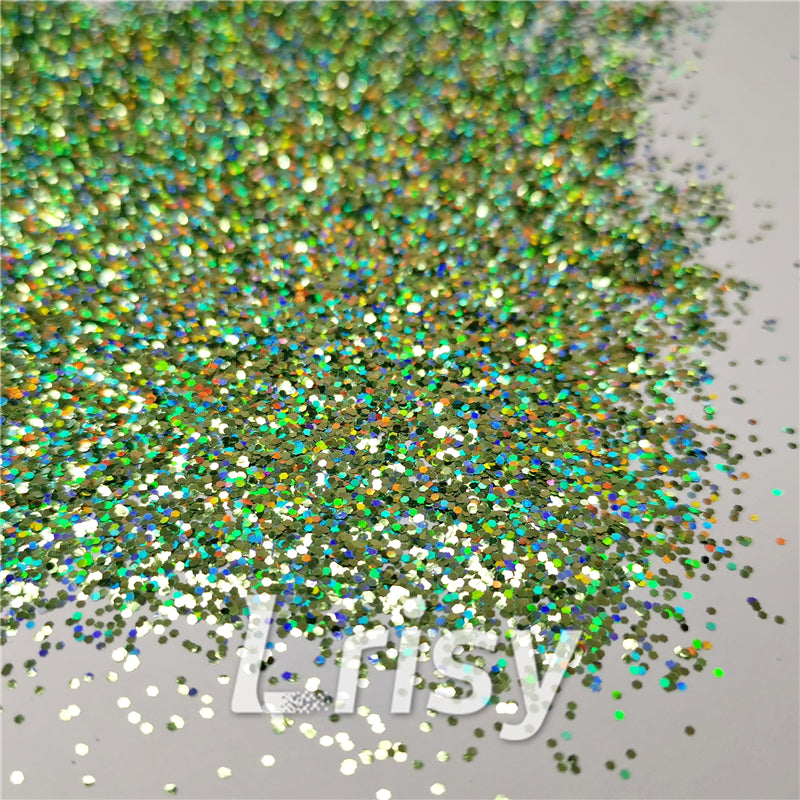 0.8mm Hexagon Cosmetic Grade Holographic Green Glitter SLG008