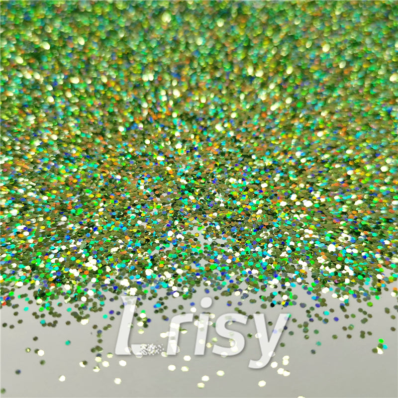 0.8mm Hexagon Cosmetic Grade Holographic Green Glitter SLG008