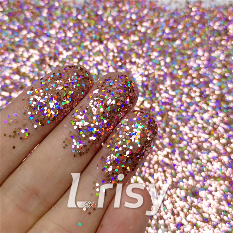 0.8mm Hexagon Cosmetic Grade Holographic Pink Glitter SLG006
