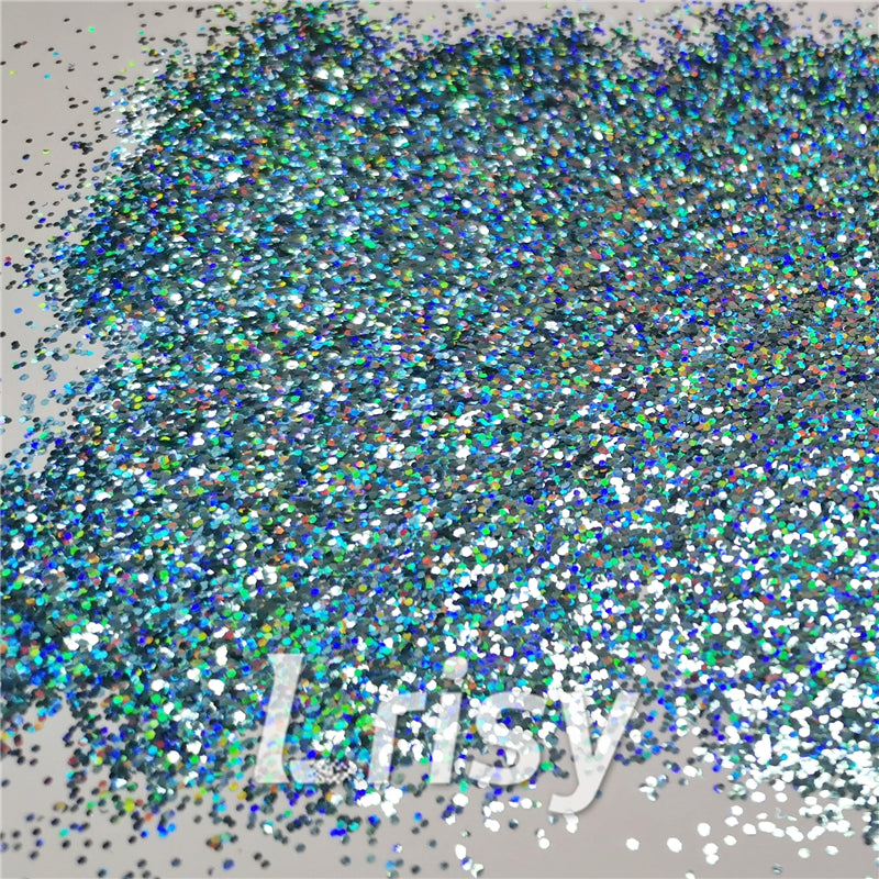 0.8mm Hexagon Cosmetic Grade Holographic Sky Blue Glitter SLG009
