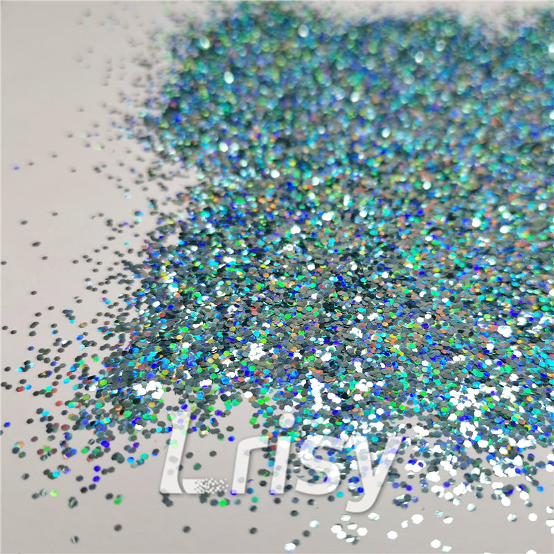 0.8mm Hexagon Cosmetic Grade Holographic Sky Blue Glitter SLG009