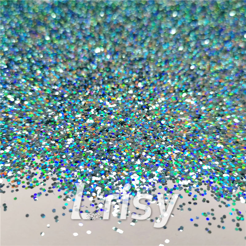 0.8mm Hexagon Cosmetic Grade Holographic Sky Blue Glitter SLG009