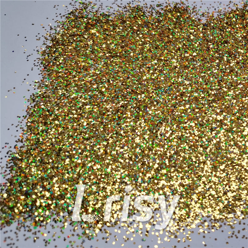 0.8mm Hexagon Cosmetic Grade Holographic Gold Glitter SLG003