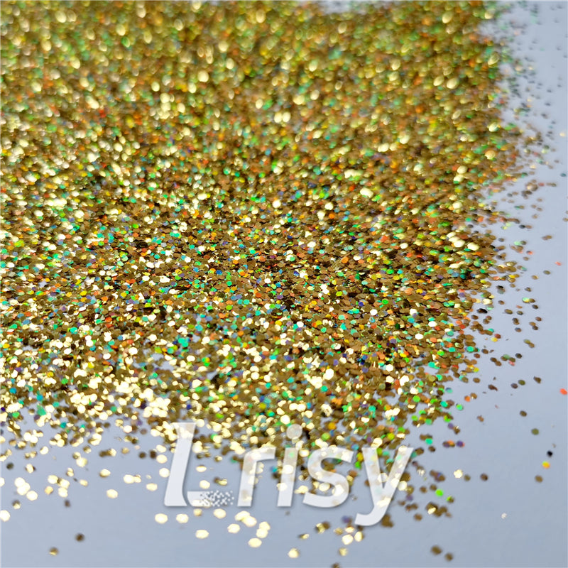 0.8mm Hexagon Cosmetic Grade Holographic Gold Glitter SLG003