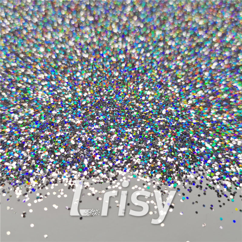 0.8mm Hexagon Cosmetic Grade Holographic Silver Glitter SLG001