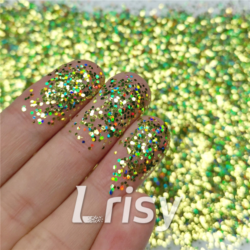 0.8mm Hexagon Cosmetic Grade Holographic Grass Green Glitter SLG007