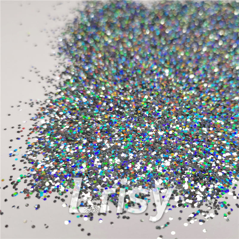 0.8mm Hexagon Cosmetic Grade Holographic Gray Glitter SLG011