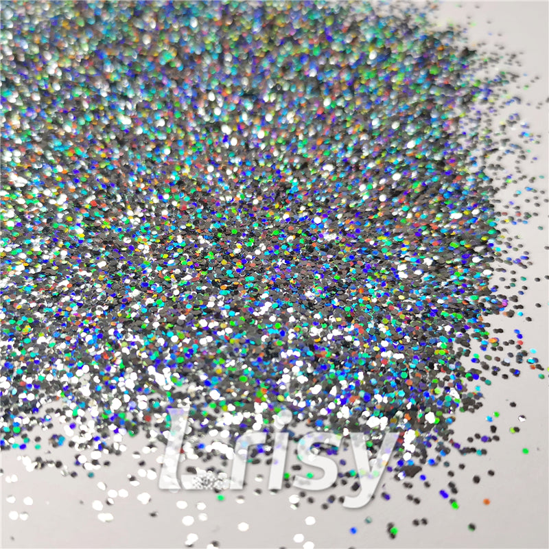 0.8mm Hexagon Cosmetic Grade Holographic Gray Glitter SLG011