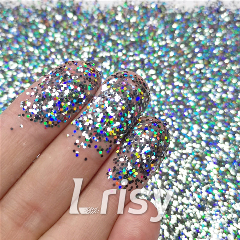 0.8mm Hexagon Cosmetic Grade Holographic Gray Glitter SLG011