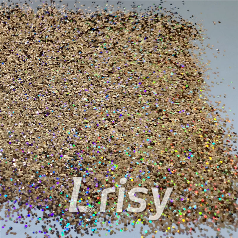 0.8mm Hexagon Cosmetic Grade Holographic Sand Gold Glitter SLG002