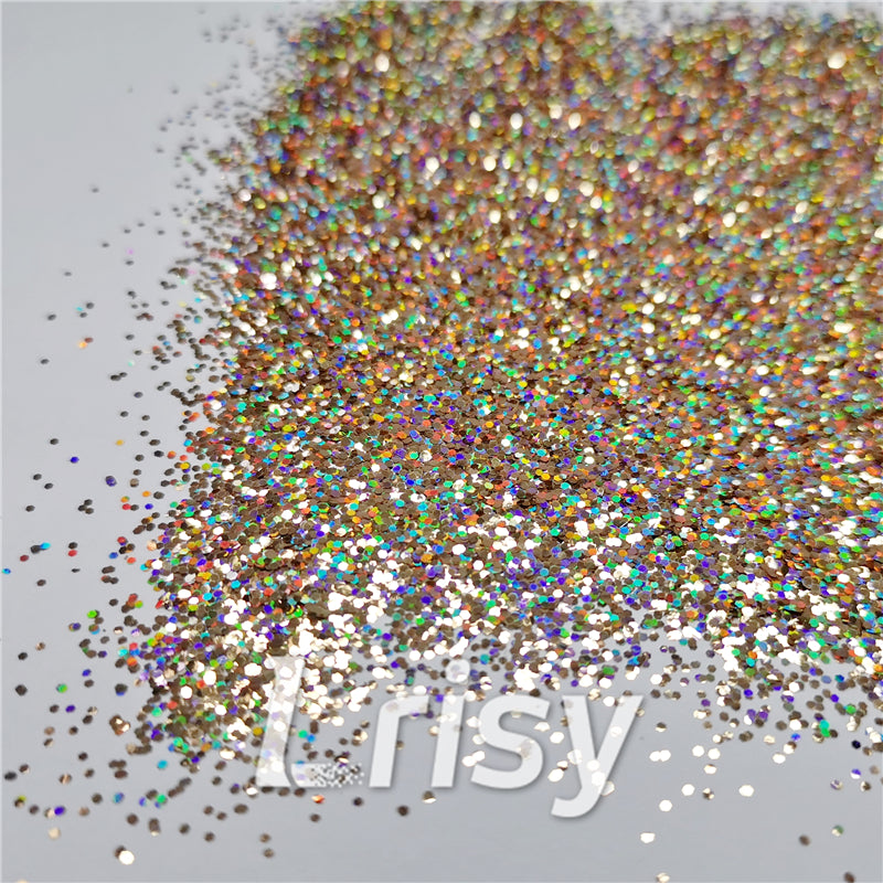 0.8mm Hexagon Cosmetic Grade Holographic Sand Gold Glitter SLG002