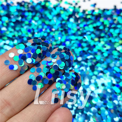 3mm Round Shapes Laser Sky Blue Glitter LB0700