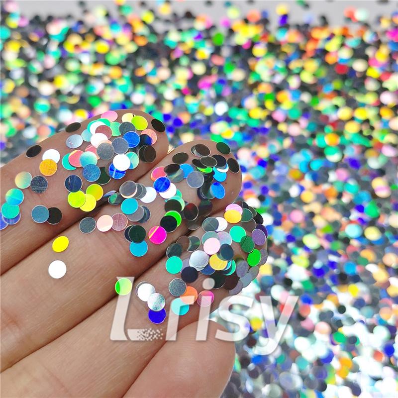 3mm Round Shapes Laser Silver Glitter LB0100