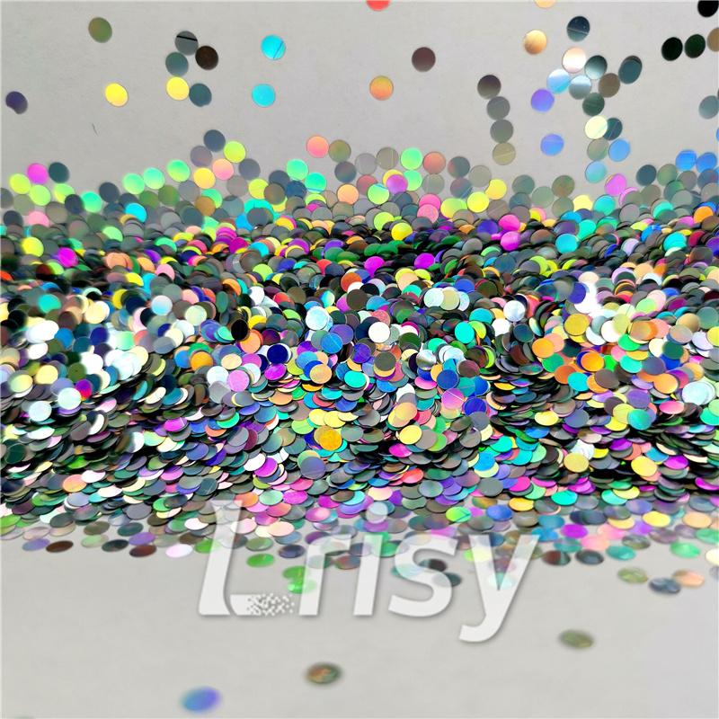 3mm Round Shapes Laser Silver Glitter LB0100