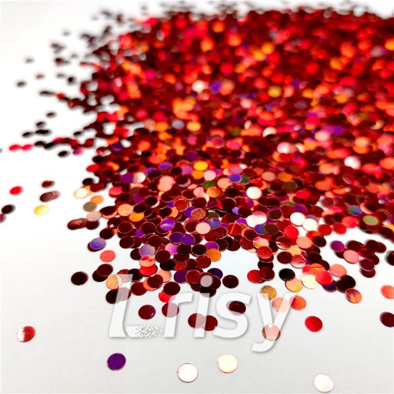 3mm Round Shapes Laser Red Glitter LB0300