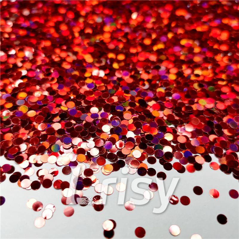 3mm Round Shapes Laser Red Glitter LB0300