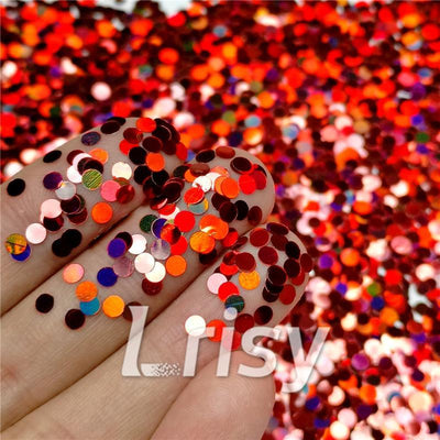 3mm Round Shapes Laser Red Glitter LB0300