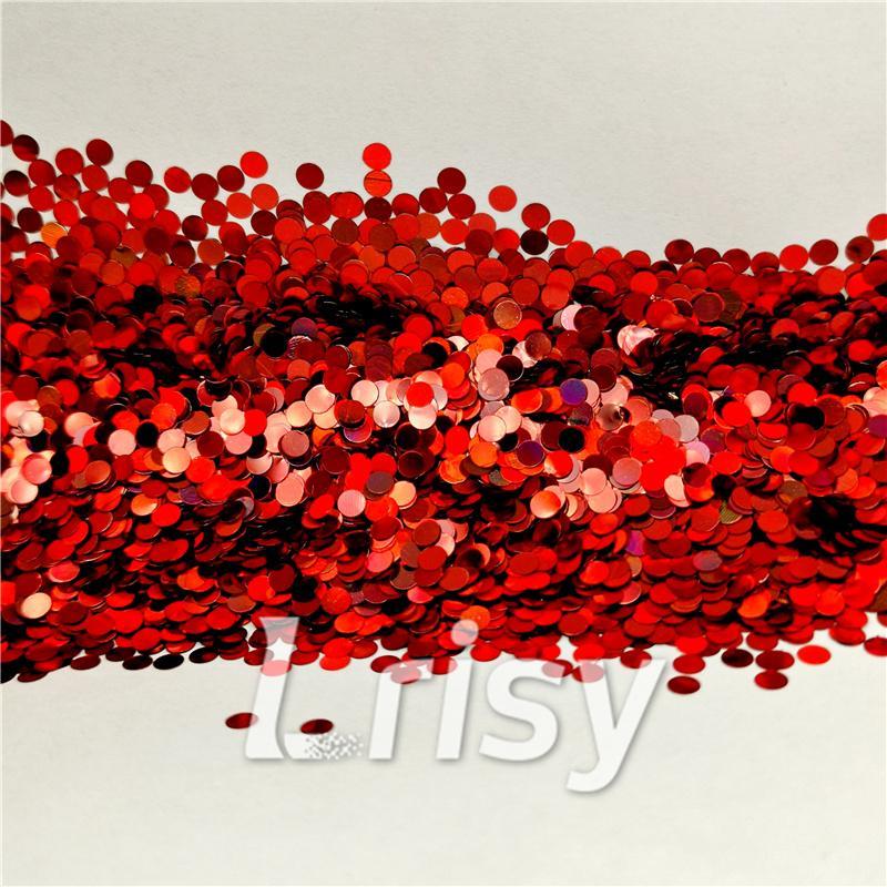 3mm Round Shapes Laser Red Glitter LB0300