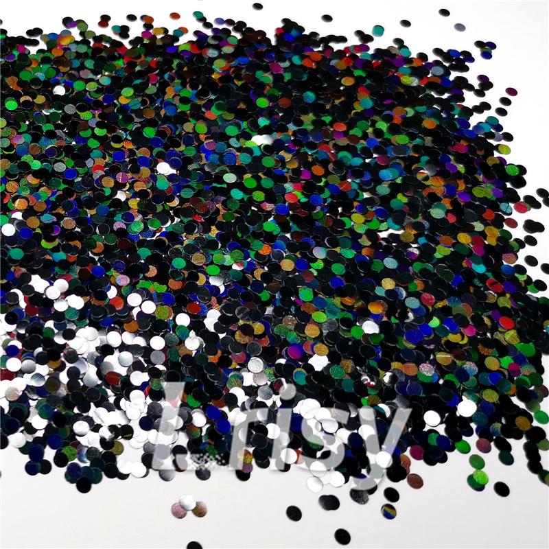 3mm Round Shapes Laser Black Glitter LB01000