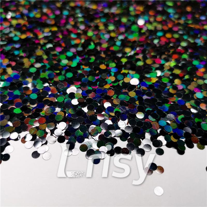 3mm Round Shapes Laser Black Glitter LB01000