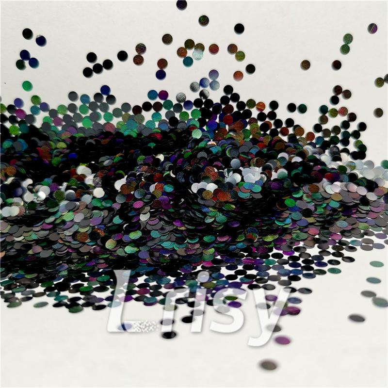 3mm Round Shapes Laser Black Glitter LB01000