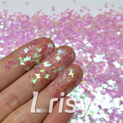 3mm Butterfly Shaped Iridescent Dream Pink Glitter C003