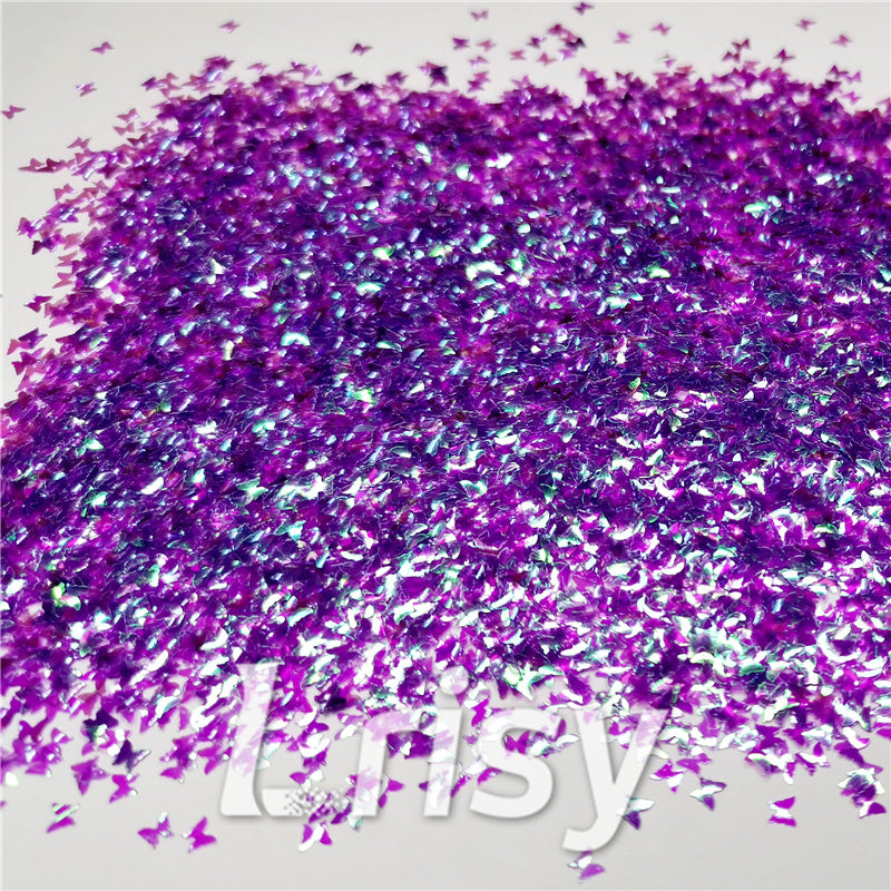 3mm Butterfly Shaped Iridescent Purple Glitter C006
