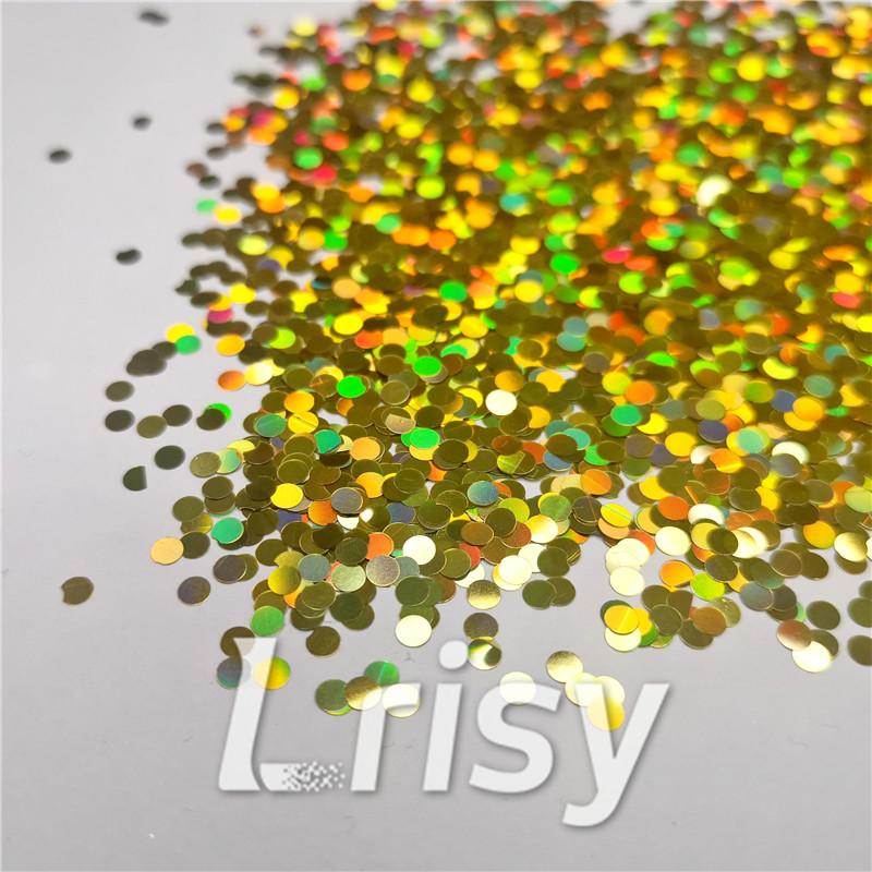 3mm Round Shaped Holographic Gold Glitter LB0210