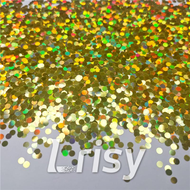 3mm Round Shaped Holographic Gold Glitter LB0210