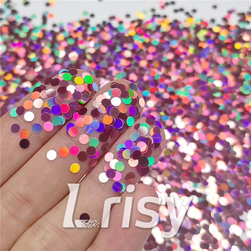 3mm Round Shaped Holographic Hazy Pink Glitter LB0911