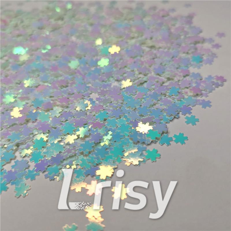 5mm Cherry Blossoms  (Sakura) Shaped Iridescent Ice Blue Glitter C021R
